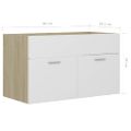vidaXL Skrinka pod umývadlo biela+sonoma 80x38,5x46cm kompozitné drevo