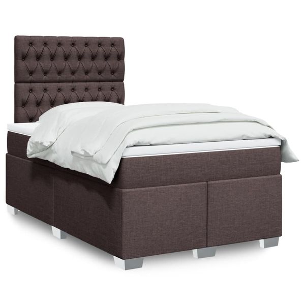 vidaXL Boxspring posteľ s matracom tmavohnedá 120x190 cm látka