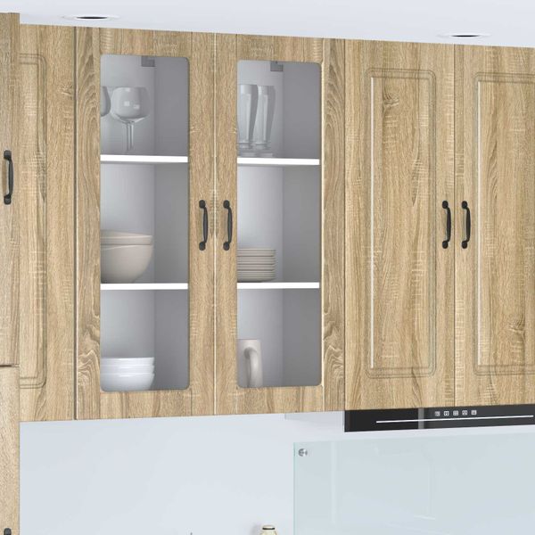 vidaXL Nástenný sklenený kabinet PORTO Sonoma dub 40 x 31 x 100 cm