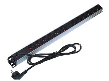 Napájacia lišta do racku B2025 19" panel 1U, 12 zásuviek zvislá, 2m