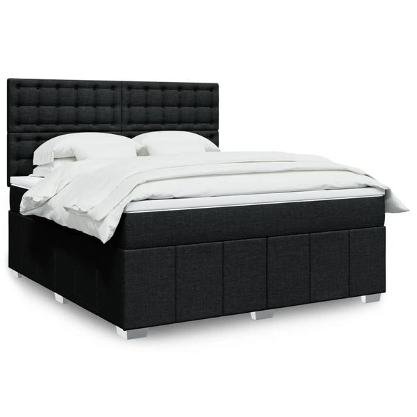 vidaXL Posteľný rám boxspring s matracom čierny 180x200 cm látka