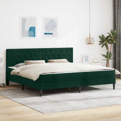 vidaXL Rám postele s matracom Tmavozelená 200 x 200 cm Zamat