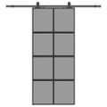vidaXL Posuvné dvere s kovaním čierne 90x205 cm tvrdené sklo