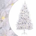 vidaXL Umelý Sklápací Vianočný Stromček LED Biela 128 x 128 x 270 cm