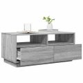 vidaXL Konferenčný stolík s LED svetlami, sivá sonoma 90x49x40 cm