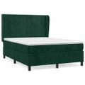 vidaXL Posteľný rám boxsping s matracom tmavozelený 140x190 cm zamat