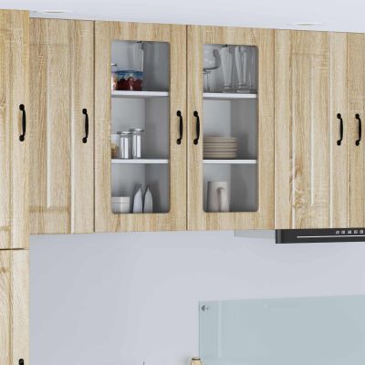 vidaXL Nástenný sklenený kabinet LUCCA Dub sonoma 40 x 31 x 80 cm