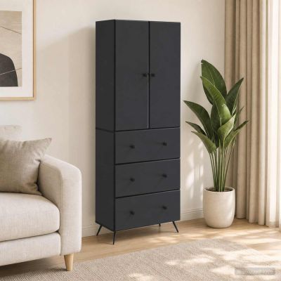 vidaXL Sada skríň 2 ks 66 x 34,5 x 90 cm Kompozitné drevo Čierna