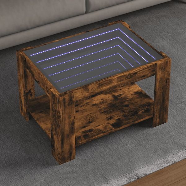 vidaXL Konferenčný stolík s LED dymový dub 73x53x45cm kompozitné drevo