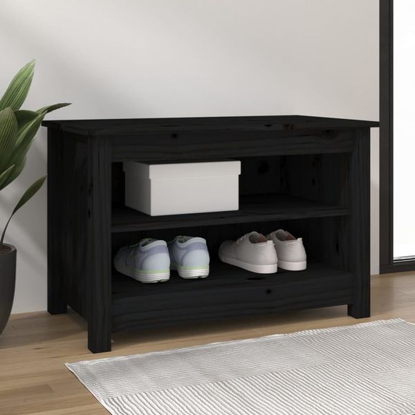 vidaXL Skrinka na topánky čierna 70x38x45,5 cm masívna borovica