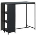 vidaXL Barový stolík s úložným regálom čierny 120x60x110 cm polyratan