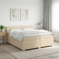 vidaXL Posteľ boxspring s matracom Krémová 200 x 200 cm Látka