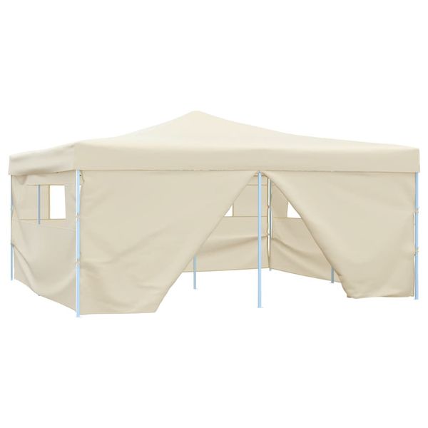 vidaXL Skladací altánok so 4 stenami 5x5 m, krémový