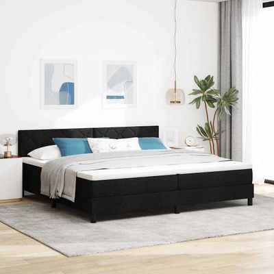 vidaXL Posteľ s pružinovým rámom s matracmi Čierna 200 x 200 cm látka