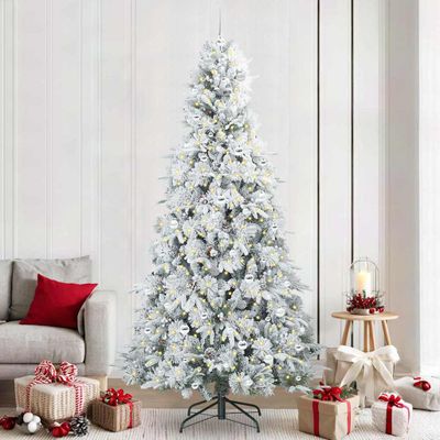 vidaXL Umelý Sklápací Vianočný Stromček Biela 240 cm PE a PVC