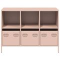 vidaXL Komoda ružová 101,5x39x73,5 cm oceľ valcovaná za studena