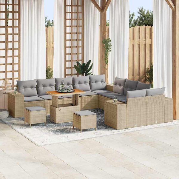 vidaXL Súprava záhradných pohoviek 13 pcs Beige a svetlo šedá