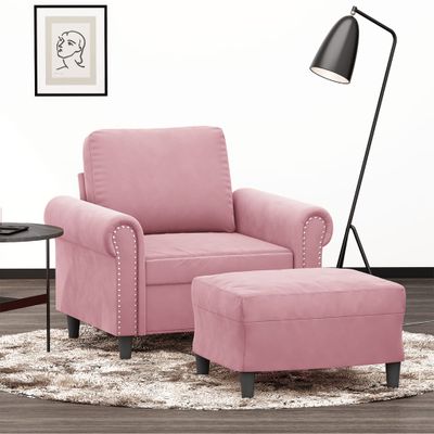vidaXL Kreslo s podnožkou ružové 60 cm zamat