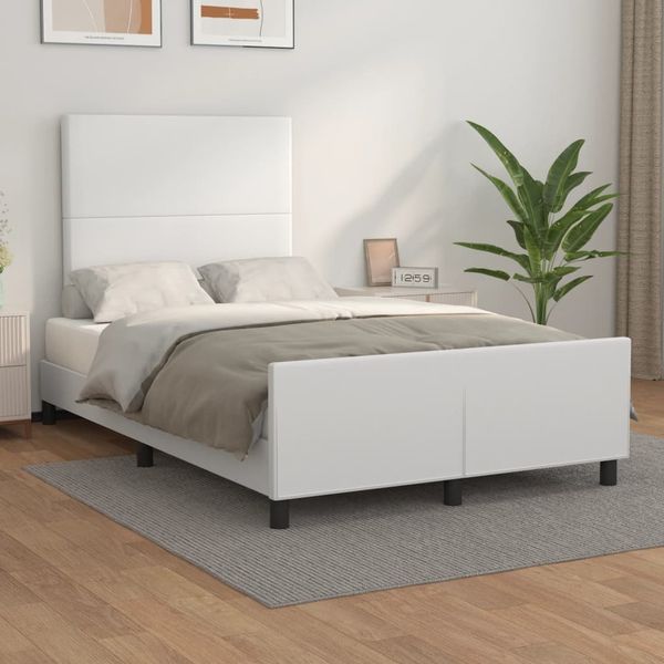 vidaXL Posteľ bez matraca biela 120x190 cm umelá koža