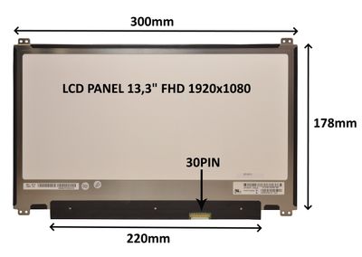 LCD PANEL 13,3'' FHD 1920x1080 30PIN MATNÝ / ÚCHYTY HORE A DOLE