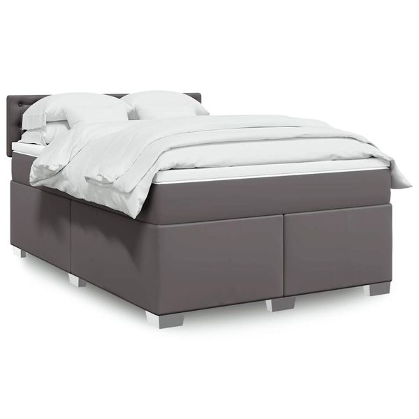 vidaXL Boxspring posteľ s matracom sivá 140x190 cm umelá koža
