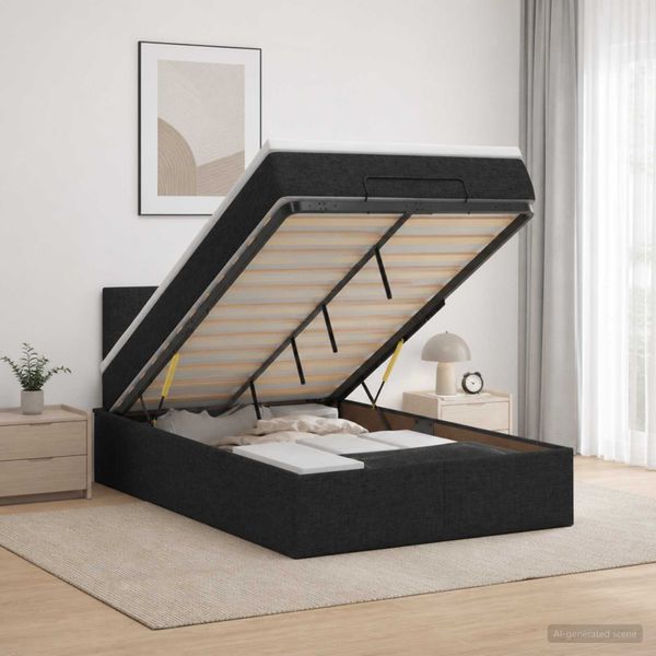 vidaXL Ottoman posteľ s matracom a LED Čierna 120 x 200 cm Látka
