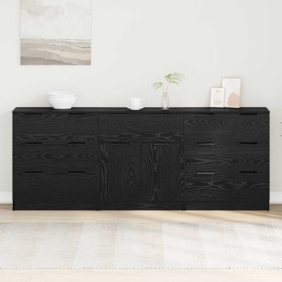 vidaXL Servírovacia skriňa 3 pcs Čierny dub 181 x 30 x 70 cm