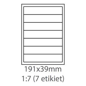 etikety Samolepiace 191x39 univerzálne biele 7ks/A4 (100 listov A4/bal.)