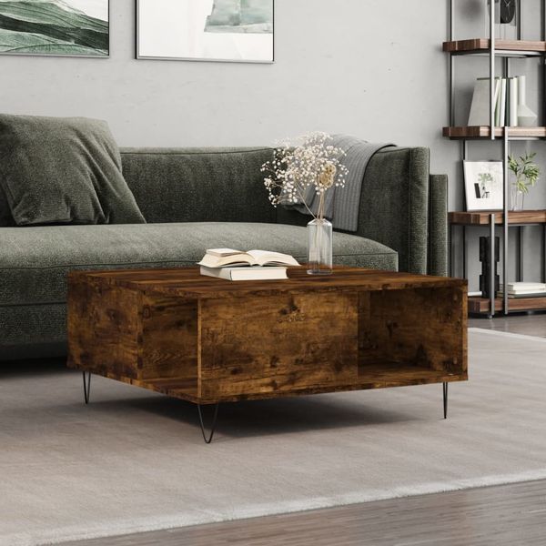 vidaXL Konferenčný stolík dymový dub 80x80x36,5 cm spracované drevo