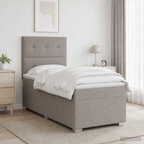 vidaXL Posteľ boxspring s matracom Sivohnedá 90 x 190 cm Látka