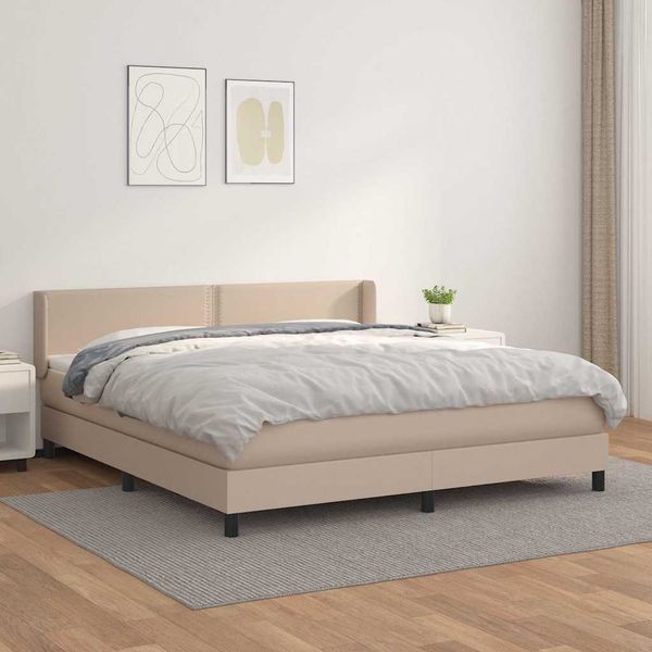 vidaXL Boxspring posteľ s matracom kapučínová 180x200 cm umelá koža