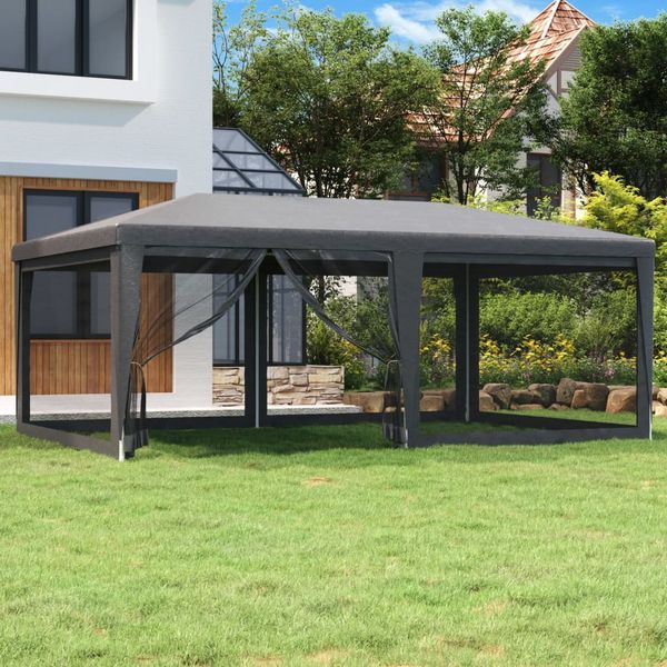 vidaXL Párty stan a 6 sieťkovaných bočných stien antracit 6x4 m HDPE