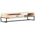 vidaXL Konferenčný stolík biely 117x50x30 cm masívne akáciové drevo