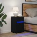 vidaXL LED nočný stolík Čierny dub 38 x 34 x 61 cm Kompozitné drevo