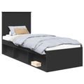 vidaXL Rám postele Čierna 75 x 190 cm Masívne borovicové drevo