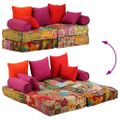 vidaXL 2-miestna modulárna taburetka, patchwork, látka