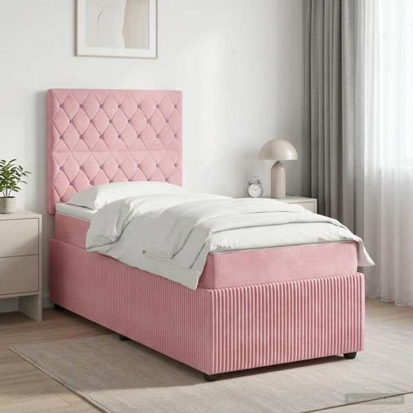 vidaXL Posteľ boxspring s matracom Ružová 100 x 200 cm Zamat