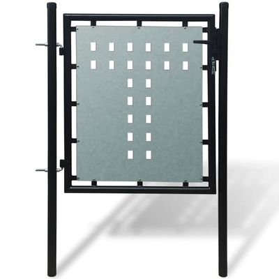 vidaXL Čierna jednokrídlová plotová bránka 100x100 cm