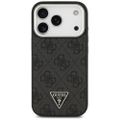 Puzdro Guess Magsafe 4G PU Leather s trojuholníkovým logom a strieborným kovovým rámom fotoaparátu pre iPhone 17 Pro čierne