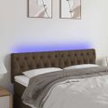 vidaXL Čelo postele s LED tmavohendé 144x7x78/88 cm látka