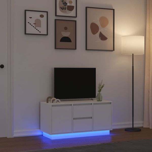 TV skrinka vidaXL s LED svetlami Biela 100x41x50 cm