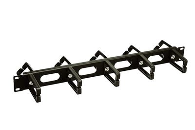 Vyväzovací panel obojstranný 19" 1U BK plastové oko CMP4 VP-06-1-PO2-B