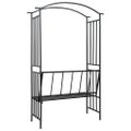 vidaXL Záhradná pergola s lavičkou čierna 128x50x207 cm železná