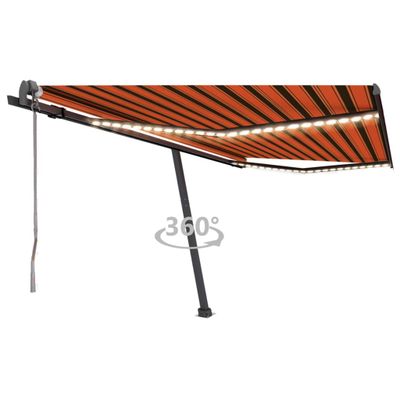 vidaXL Automatická markíza s LED a senzorom 400x300 cm oranžovo-hnedá