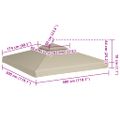 vidaXL Náhradná strieška na altánok 310 g/m², béžová 3x3 m