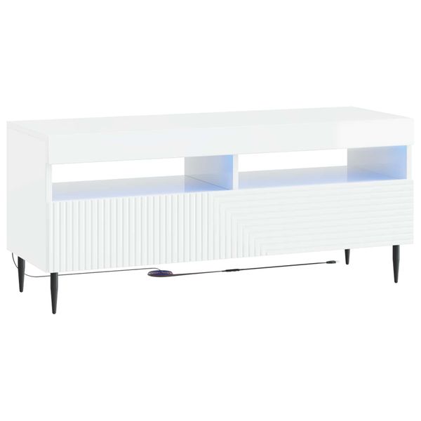 vidaXL LED TV kabinet Biela s vysokým leskom Kompozitné drevo