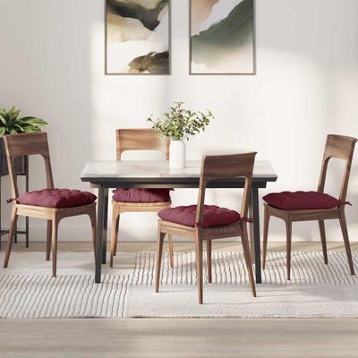 vidaXL Vankúše na sedenie 4 pcs Víno červené 40 x 40 x 6 cm látka