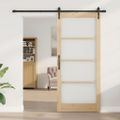 vidaXL Posuvné dvere 93 x 211 cm Masívne borovicové drevo a sklo