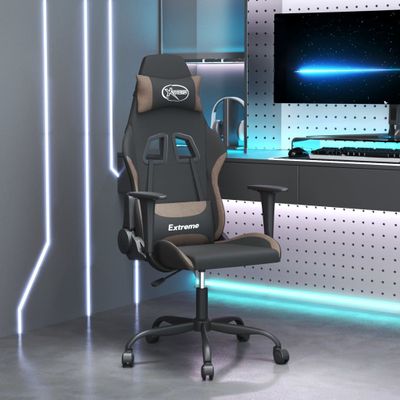 vidaXL Herná stolička čierna a sivohnedá látková