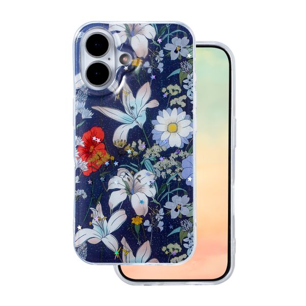 Obal Glow Glam pre iPhone 16 6,1" modrý